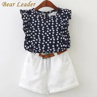 Bear Leader Neuer Sommer Casual Kinder Sets Chiffon Blumen Blau T-Shirt Hosen Mädchen Kleidung Sets Kinder Sommer Set für 3-7 Jahre