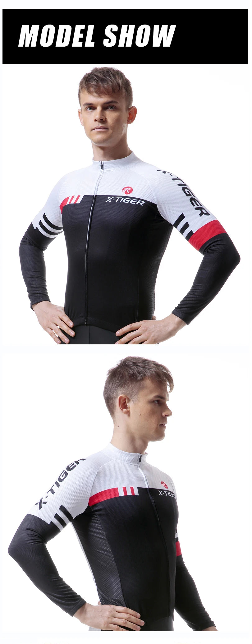 X-TIGER Top Qualität Radfahren Trikot 2025: Langarm MTB Fahrrad Polyester - Berg Fahrrad Sportbekleidung Atmungsaktiv Schnell Trocknend Schweißabweisend Taschen