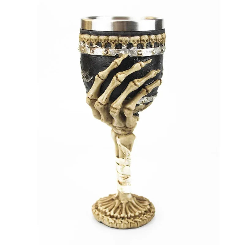 Gothic Wine Goblet Contain Dragon Claw Viking Skeleton Retro Stainless Steel&Resin Wine Glass BEST Halloween Gifts Bar Drinkware - Golden Bridge Store