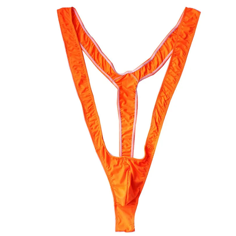 TiaoBug Mankini Tanga Brazilian 2025: Helle Fluoro Over-the-Shoulder Design Borat Style - Elegant Herren V-Ausschnitt Atmungsaktiv 70-100cm Strand