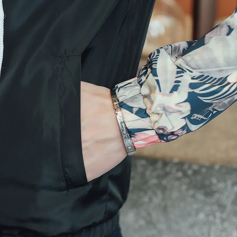 Windbreaker Jacken Herren Kapuzen Jacke Sportbekleidung Bomber Jacke Mode Leicht Gewicht Blumen Casual Herren Jacken Mäntel Oberbekleidung