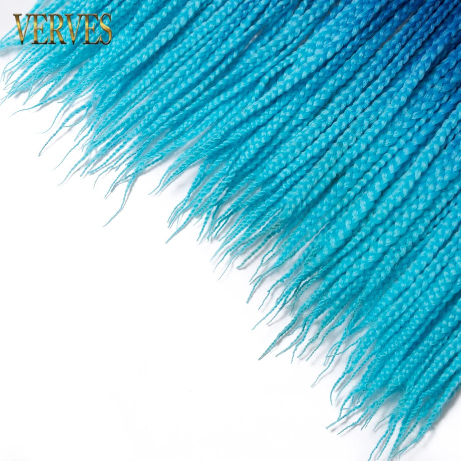 VERVES Crochet Braids Synthetic 24 inch Box Braid 22 Roots/Pcs Ombre Braiding Hair Extensions Heat Fiber Bulk Braid Pink,Black