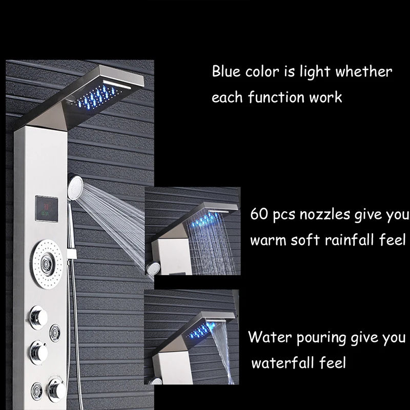 LED Duschsystem mit Temperaturanzeige - Regendusche Set mit Massage & SPA Funktion