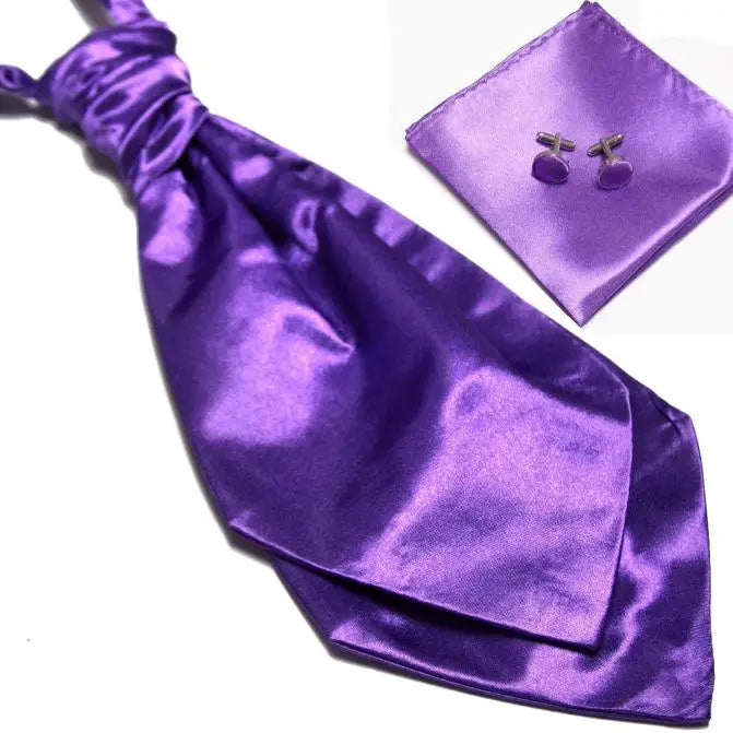 HOOYI 2019 cheap solid men's neck tie set Hanky cufflinks fashion necktie cravate ascot neckwear neckcloth Pocket square