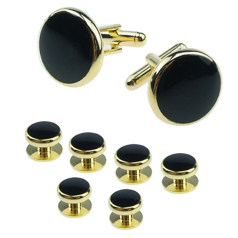 Pinksee 8pcs/set Luxury Fashion Round Plated Cufflinks Arm Buttons for Men Business Shirts Cufflinks Wedding Jewelry Запонки