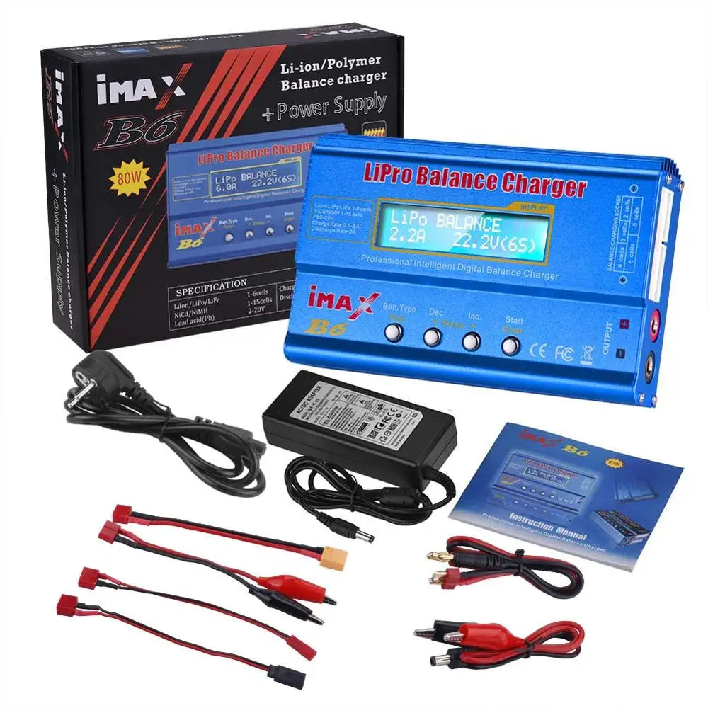 IMAX B6 80W Multi-function Charger For Lipo Li-ion LiFe NiMh Ni-Cd PB Battery RC Balance Discharger+15V 6A Adapter Optional