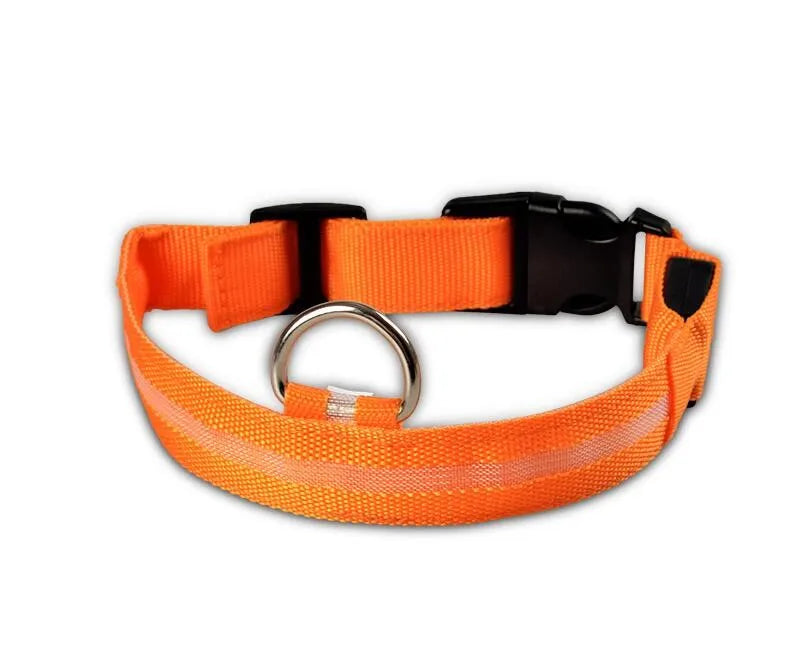 YUDODO Nylon LED Pet Dog Collars for animals Night Safety Flashing Glow Dog Leash Dogs Luminous Fluorescent Collars Pet Supplies