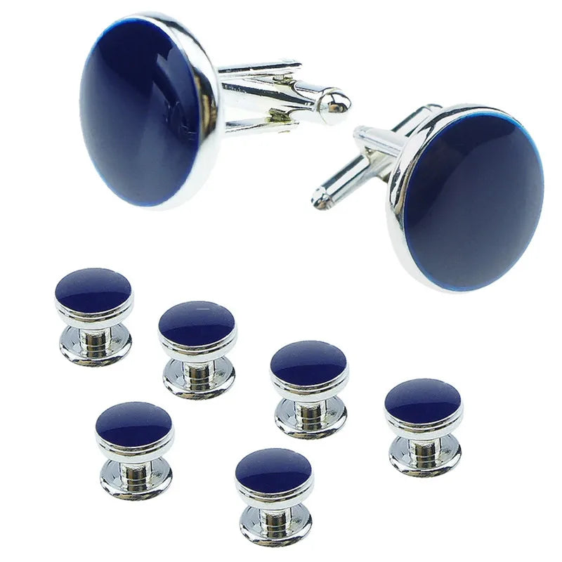 Pinksee 8pcs/set Luxury Fashion Round Plated Cufflinks Arm Buttons for Men Business Shirts Cufflinks Wedding Jewelry Запонки