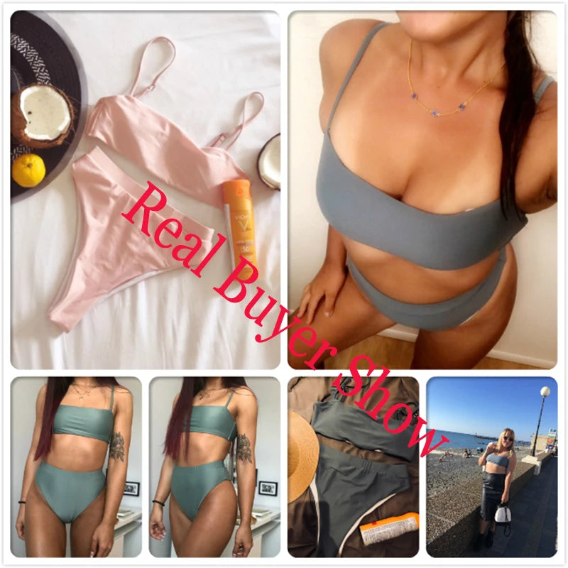 ZTVitality Elegant Bikinis 2025: Solid Verbesserte Unterstützung Wire-Free Design Street Style - Hot Sale Gepolstert BH Träger High Waist Schnallen-Verschluss 10 Farben