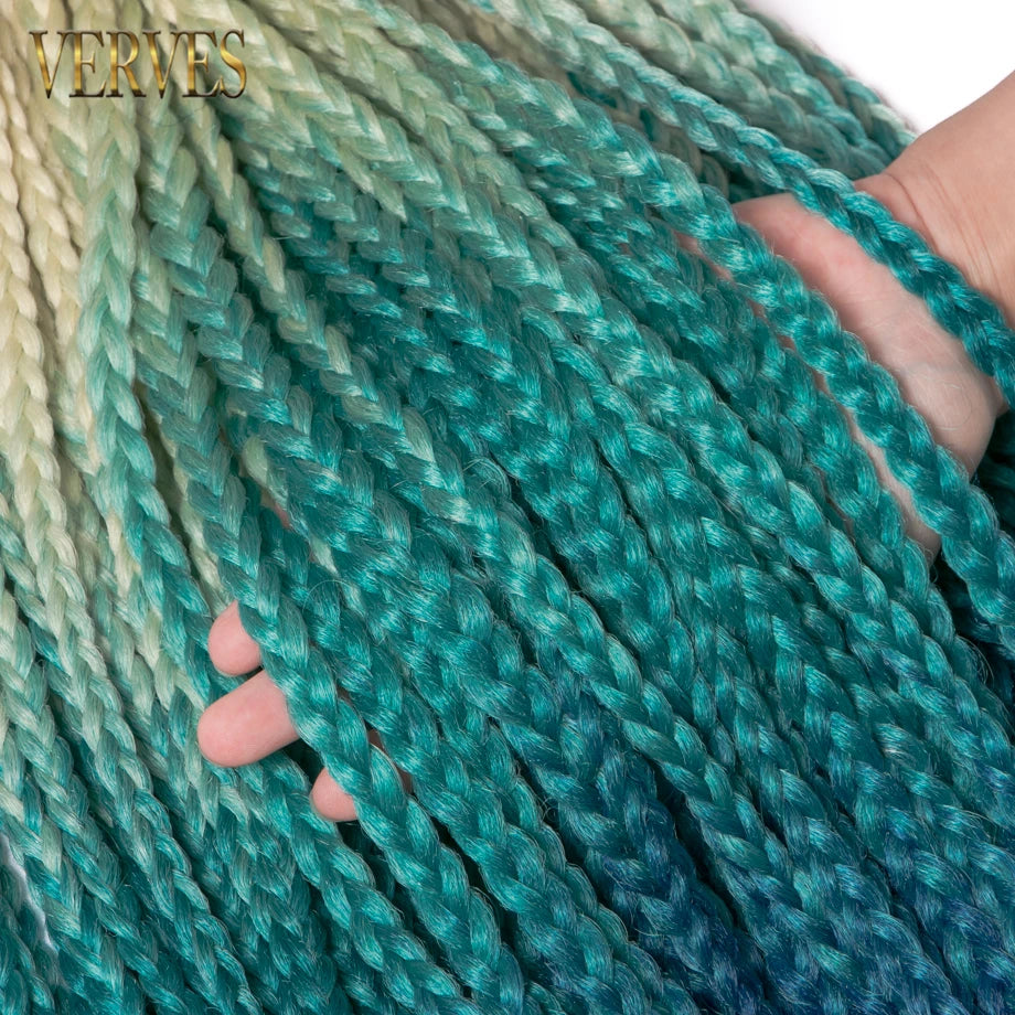 VERVES Crochet Braids Synthetic 24 inch Box Braid 22 Roots/Pcs Ombre Braiding Hair Extensions Heat Fiber Bulk Braid Pink,Black