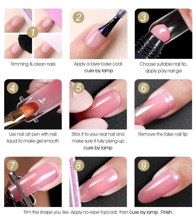 VENALISA Poly LED UV Gel Kit New Professional Nail Art UV LED 30g Manicure Nail Files Transparent Nail Tips Crystal Jelly Gel