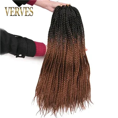 VERVES Crochet Braids Synthetic 24 inch Box Braid 22 Roots/Pcs Ombre Braiding Hair Extensions Heat Fiber Bulk Braid Pink,Black - Golden Bridge Store
