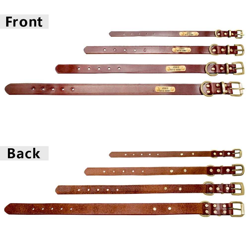 Zgardă personalizată pentru câini, din piele naturală, pentru câini mici și medii, pentru pisici, personalizează numele și numărul de telefon al animalului, gravare gratuită