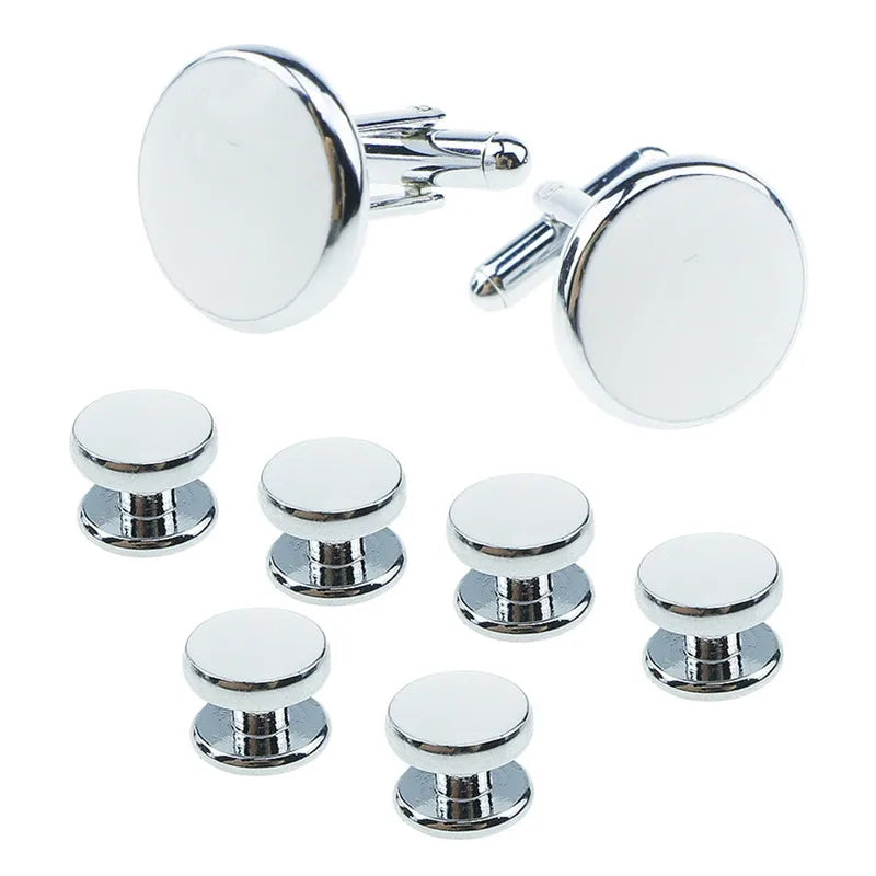 Pinksee 8pcs/set Luxury Fashion Round Plated Cufflinks Arm Buttons for Men Business Shirts Cufflinks Wedding Jewelry Запонки
