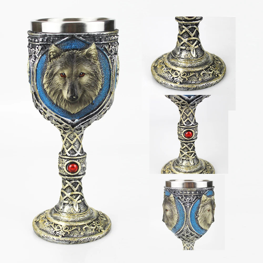 Gothic Wine Goblet Contain Dragon Claw Viking Skeleton Retro Stainless Steel&Resin Wine Glass BEST Halloween Gifts Bar Drinkware