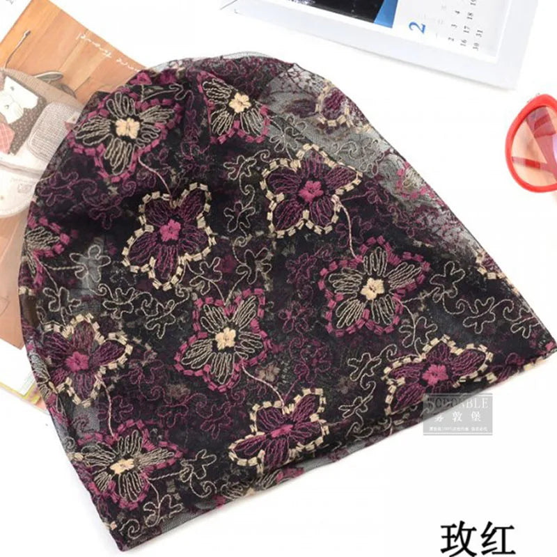 miaoxi Mode Sommer Dünn Frauen Hut Floral Casual Erwachsene Damen Kappen Günstig Schönheit Bonnet Polyester Weiblich Beanies Skulliess