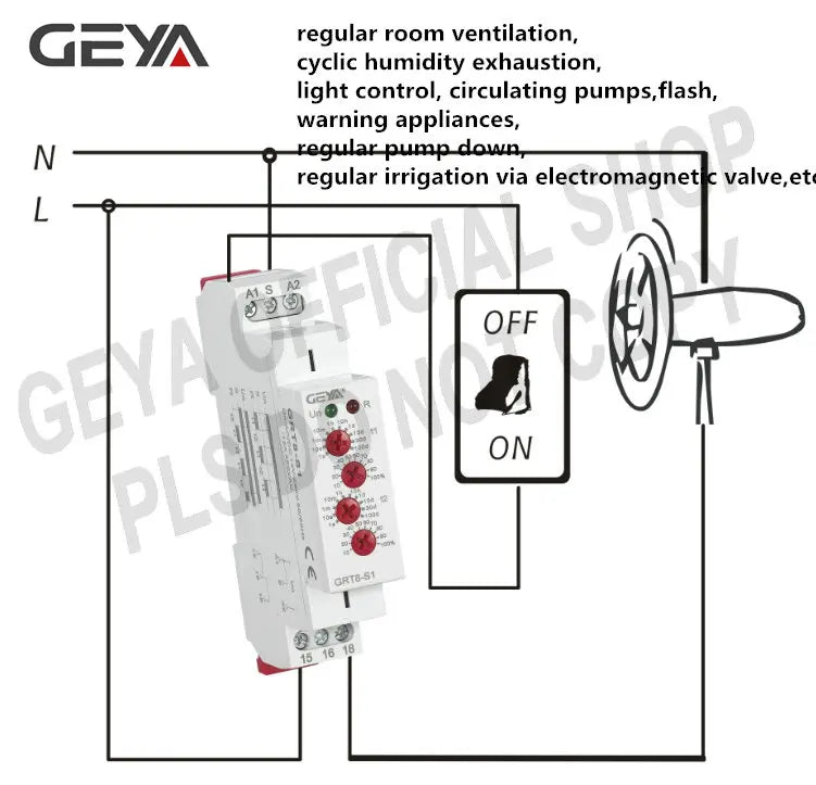 GEYA GRT8-S Asymmetrisches Zeitrelais 16A - SPDT Timer Relay AC/DC 12V-240V