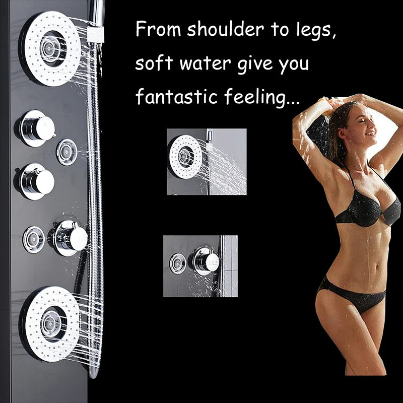 LED Duschsystem mit Temperaturanzeige - Regendusche Set mit Massage & SPA Funktion