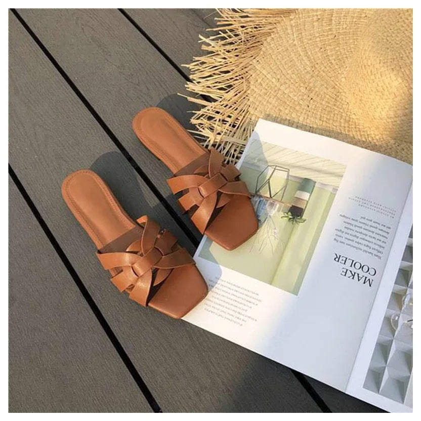 DONLEE QUEEN Frauen Marke Hausschuhe Sommer Slides Offene Zehe Flach Casual Schuhe Freizeit Sandale Weiblich Strand Flip Flops Große Größe 35-41
