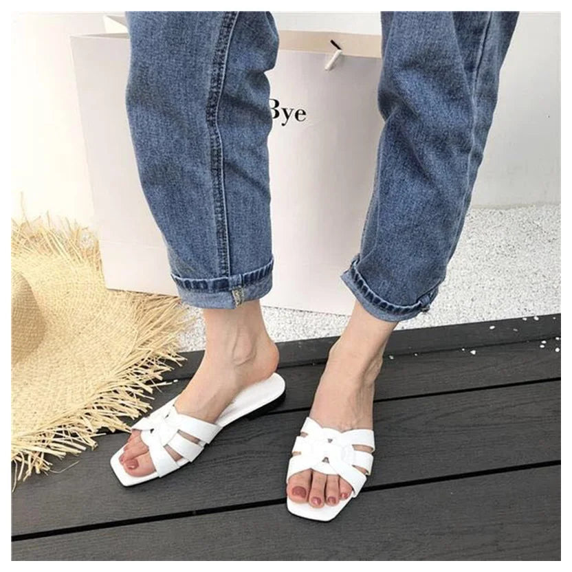 DONLEE QUEEN Frauen Marke Hausschuhe Sommer Slides Offene Zehe Flach Casual Schuhe Freizeit Sandale Weiblich Strand Flip Flops Große Größe 35-41