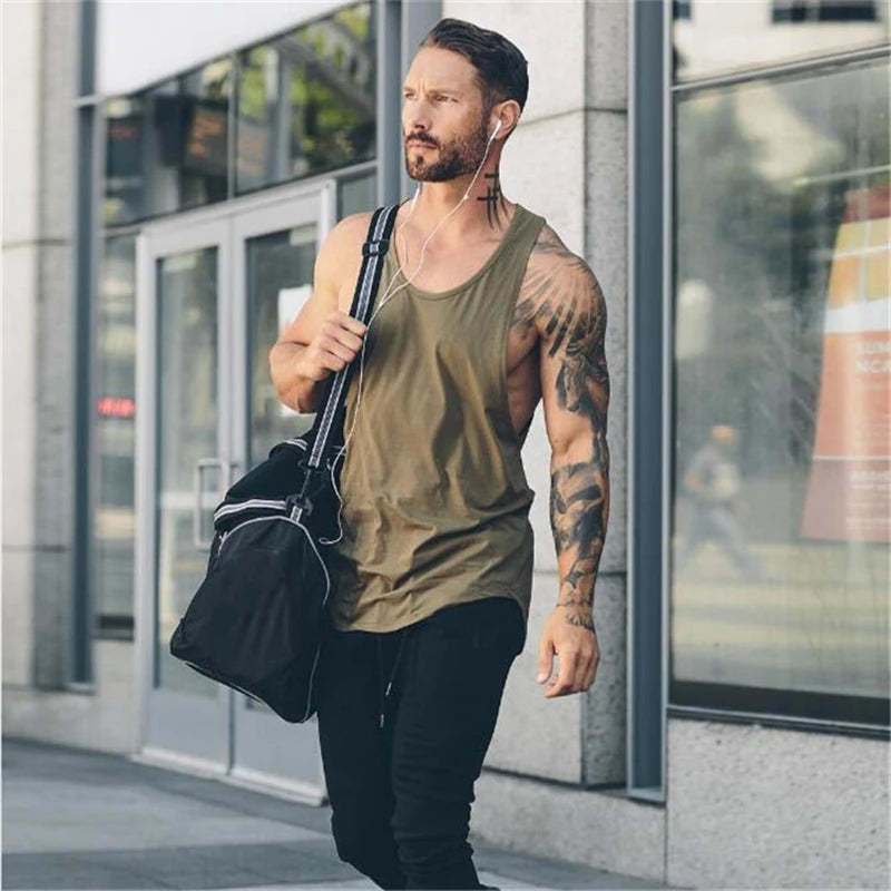 Brand gym clothing Men Bodybuilding and Fitness Stringer Tank Top Vest sportswear Undershirt muscle workout Singlets