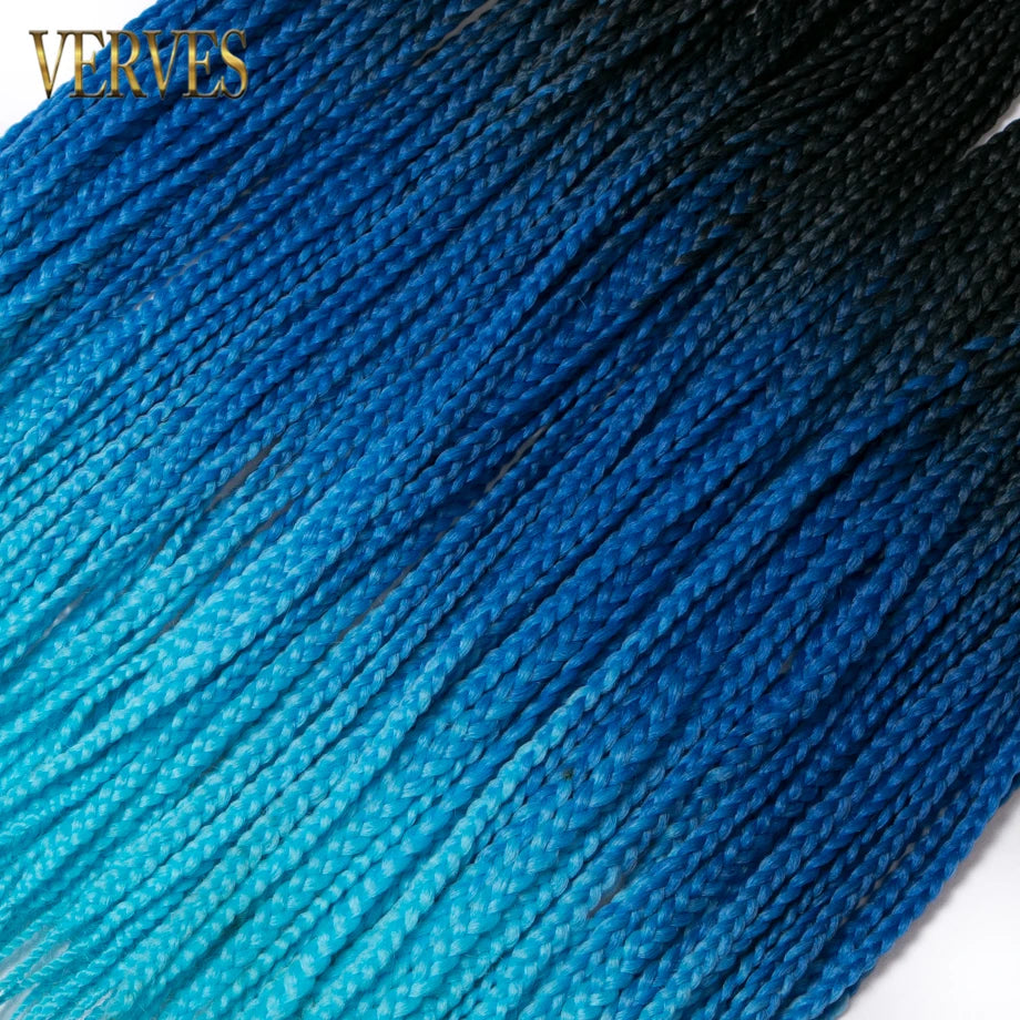 VERVES Crochet Braids Synthetic 24 inch Box Braid 22 Roots/Pcs Ombre Braiding Hair Extensions Heat Fiber Bulk Braid Pink,Black