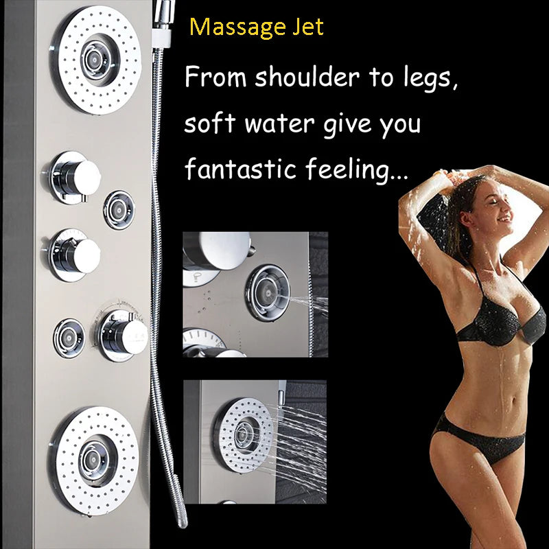 LED Duschsystem mit Temperaturanzeige - Regendusche Set mit Massage & SPA Funktion