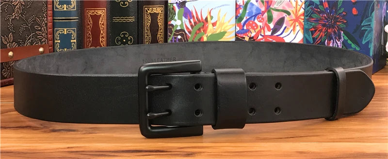 Herren Ledergürtel 2025 - Super Wide 4.2CM Luxury Thick Genuine Leather Double Buckle