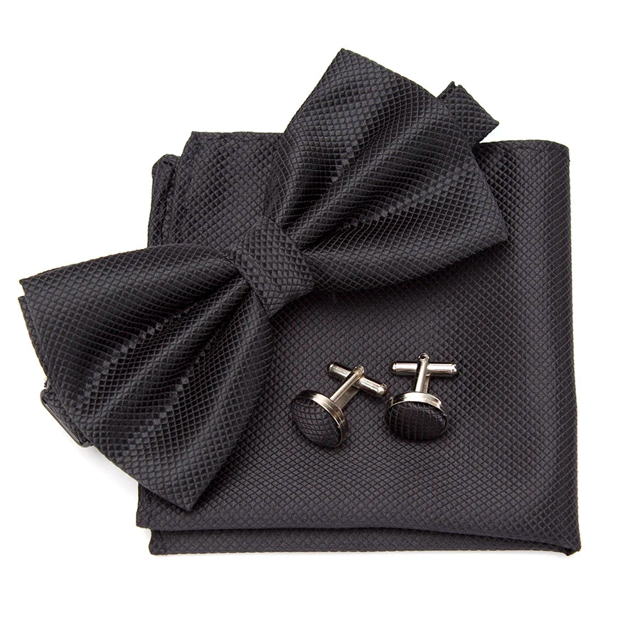 Mens Tie Set Bowtie Cravat Cufflinks Fashion Butterfly Party Wedding Bow Ties for Men Girls Candy Solid Color Bowknot Wholesale