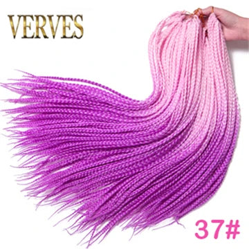 VERVES Crochet Braids Sintetice 24 inch Box Braid 22 Rădăcini/Buc Extensii de Păr Ombre Împletitură de Păr Fibră Călduroasă Împletitură Vrac Roz, Negru