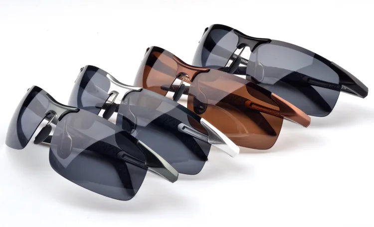 AORON Fahr-Polarisierte Sonnenbrille Herren Aluminium Magnesium Rahmen Sport Sonnenbrille Fahrer Retro Brille UV400 Anti-Blend