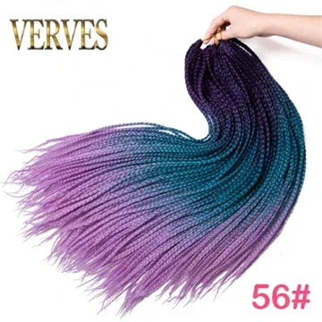 VERVES Crochet Braids Synthetic 24 inch Box Braid 22 Roots/Pcs Ombre Braiding Hair Extensions Heat Fiber Bulk Braid Pink,Black - Golden Bridge Store