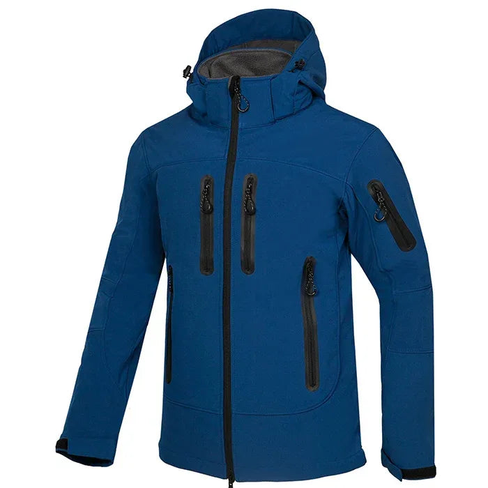 Wasserdichter Softshell-Mantel für Männer mit Custom-Print - Outdoor-Hoodie für Hiking, Skiing und Camping - Golden Bridge Store
