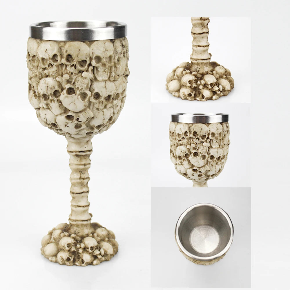 Gothic Wine Goblet Contain Dragon Claw Viking Skeleton Retro Stainless Steel&Resin Wine Glass BEST Halloween Gifts Bar Drinkware