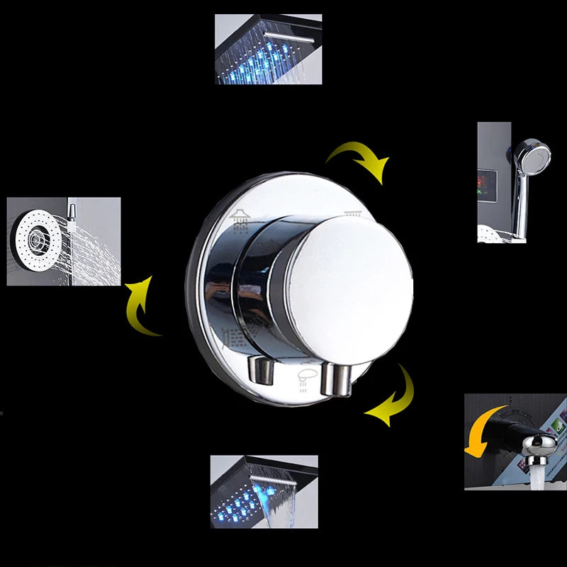 LED Duschsystem mit Temperaturanzeige - Regendusche Set mit Massage & SPA Funktion