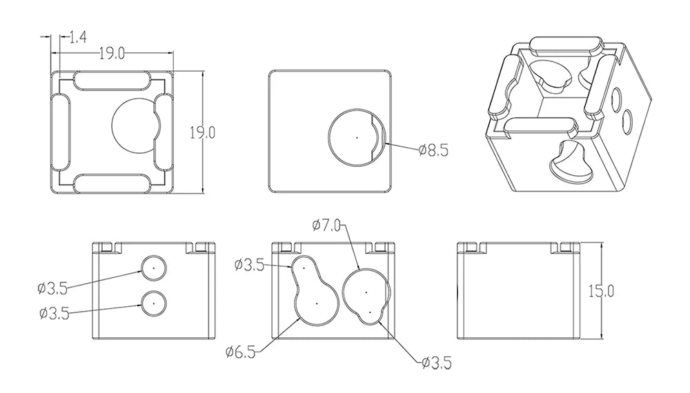 LERDGE Aluminium Heat Block For J-head Extruder HotEnd 3D Printers High Temp Silicone Socks Parts BP6 Heating Block Accessories