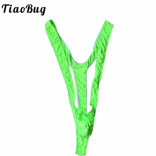 TiaoBug Mankini Tanga Brazilian 2025: Helle Fluoro Over-the-Shoulder Design Borat Style - Elegant Herren V-Ausschnitt Atmungsaktiv 70-100cm Strand