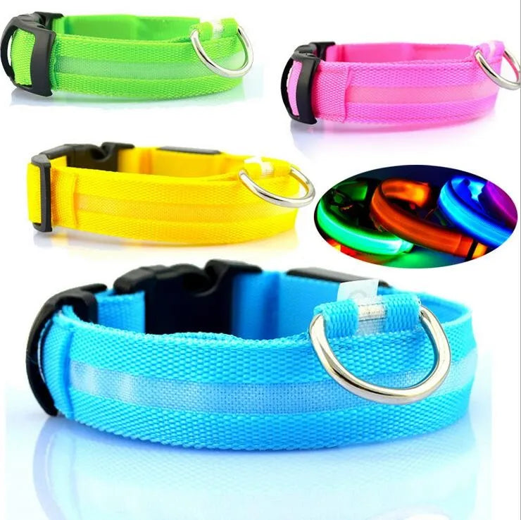 YUDODO Nylon LED Haustier Hund HalsbÀnder 2025: Nacht Sicherheit Blinkend Leuchtend Fluoreszierend - Tiere Hund Leine XS-XL 7 Farben Alle Jahreszeiten