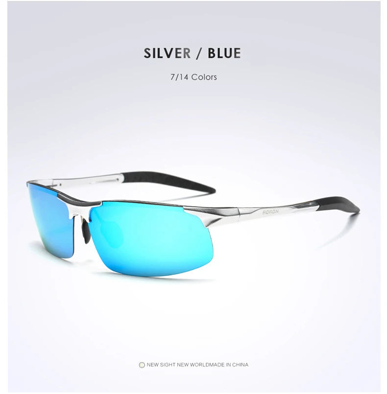AORON Fahr-Polarisierte Sonnenbrille Herren Aluminium Magnesium Rahmen Sport Sonnenbrille Fahrer Retro Brille UV400 Anti-Blend