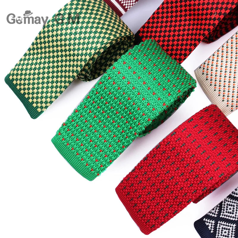 New Knit Tie For Men Casual Plaid Knitted Neck Ties Fashion Mens Necktie For Wedding Business Adult Suit Tuxedo Plaid Tie