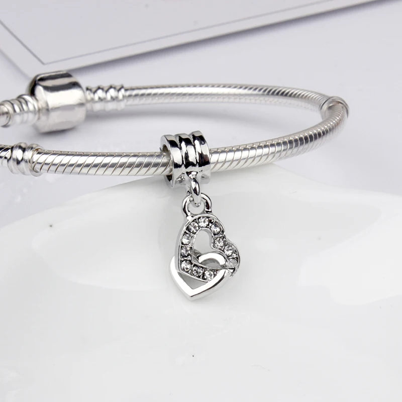 Nou original aliaj bijuterii familie mama tata dragoste inimă pandantiv farmec pentru brățară colier DIY bijuterii femei