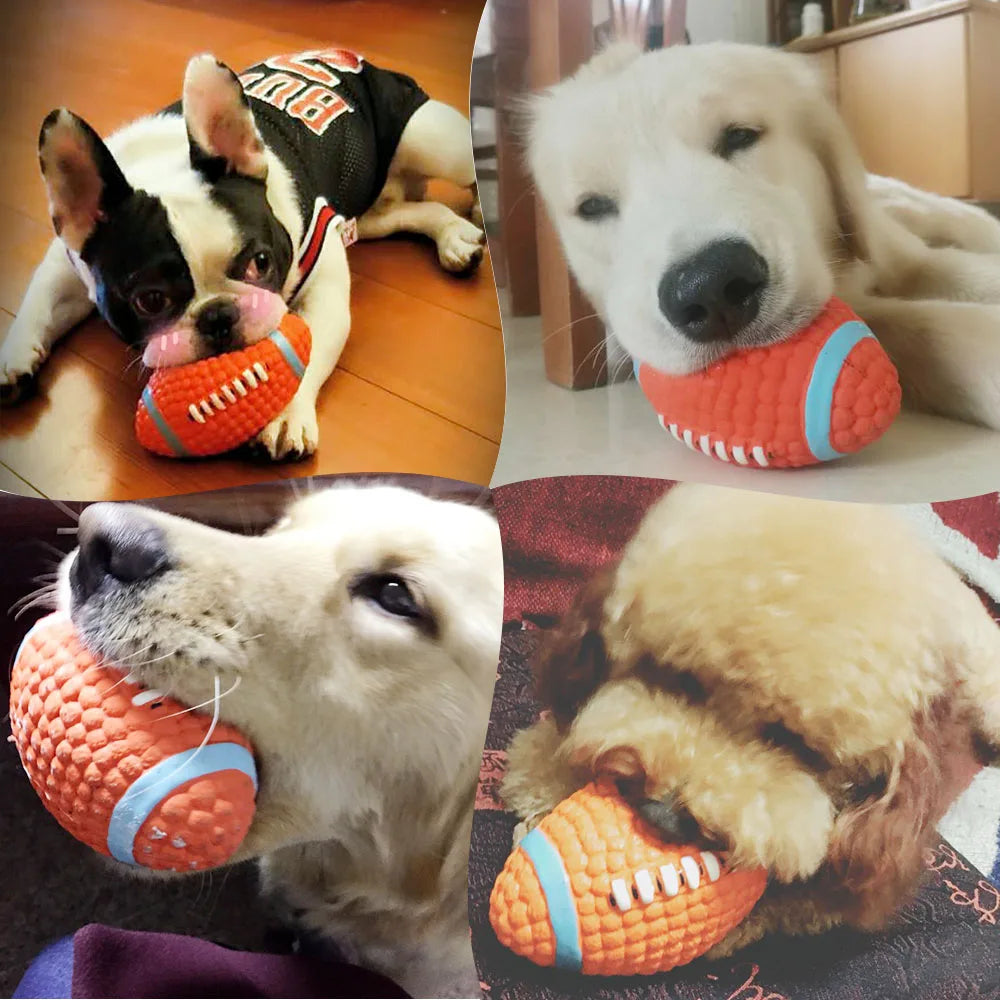 HOOPET Haustier Hund Spielzeug Bälle 2025: Quietsch Welpen Spielzeug Tennis Fußball - Zahn Reinigung Gummi Orange Weiß Blau Hunderassen Spielspaß