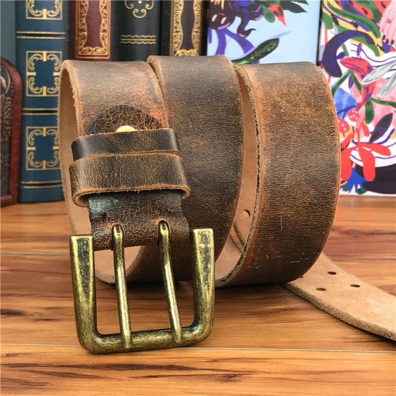 Herren Ledergürtel 2025 - Super Wide 4.2CM Luxury Thick Genuine Leather Double Buckle