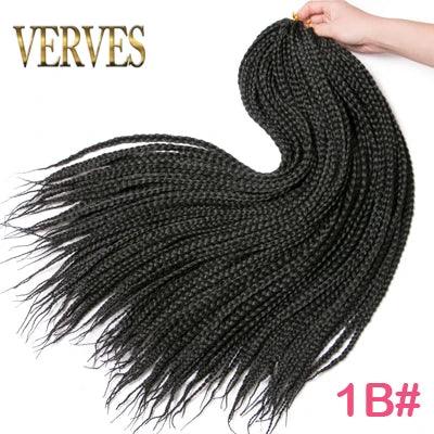 VERVES Crochet Braids Synthetic 24 inch Box Braid 22 Roots/Pcs Ombre Braiding Hair Extensions Heat Fiber Bulk Braid Pink,Black - Golden Bridge Store