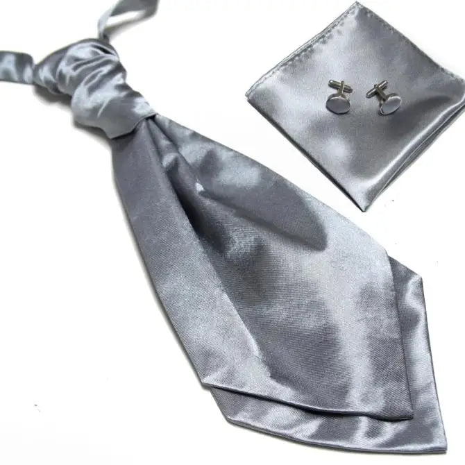 HOOYI 2019 cheap solid men's neck tie set Hanky cufflinks fashion necktie cravate ascot neckwear neckcloth Pocket square