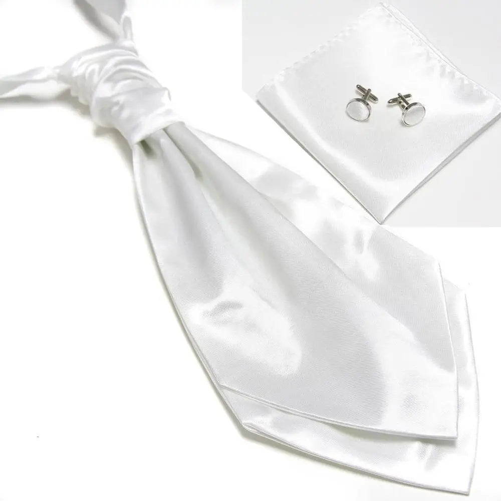HOOYI 2019 cheap solid men's neck tie set Hanky cufflinks fashion necktie cravate ascot neckwear neckcloth Pocket square