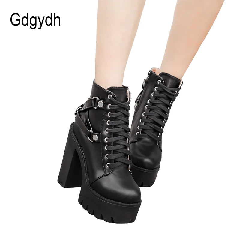 Gdgydh Mode Stiefel Plateau Leder - Damen Gr.35-42, 10cm