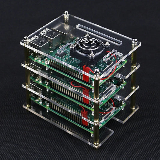 Raspberry Pi Gehäuse 2025: 3 Layer Acrylic Case Clear - Box Cover Cooling Fans DIY Cluster Collection