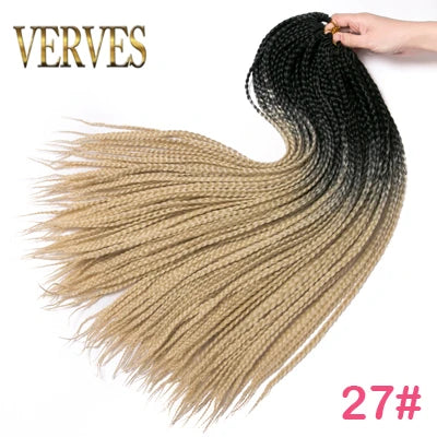 VERVES Crochet Braids Sintetic 24 inch Box Braid 22 Rădăcini/Buc Extensii de Păr Ombre Împletit Fibră Călduroasă Împletitură Vrac Roz, Negru