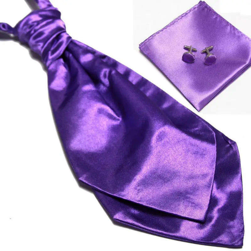 HOOYI 2019 cheap solid men's neck tie set Hanky cufflinks fashion necktie cravate ascot neckwear neckcloth Pocket square